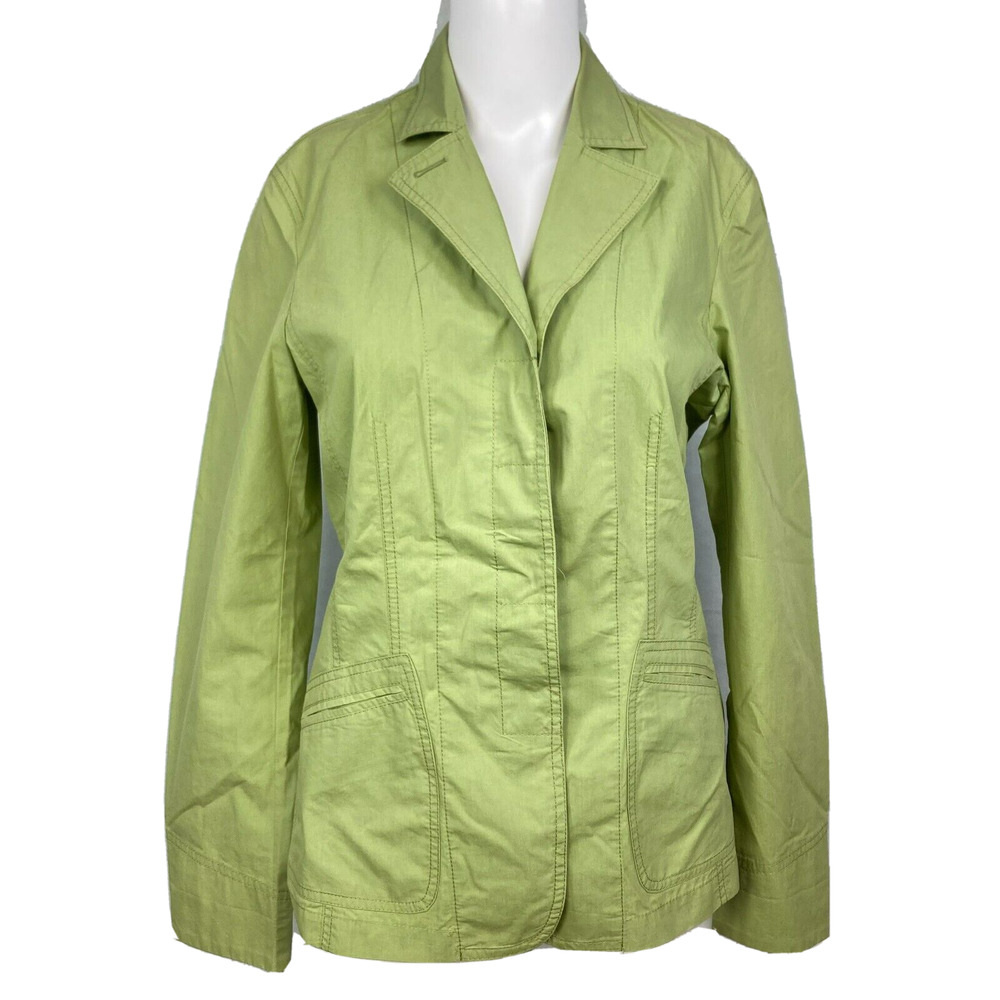 Olsen Europe Jacket Womens Sz 4 Sage Green Cotton Lightweight‎ Collared